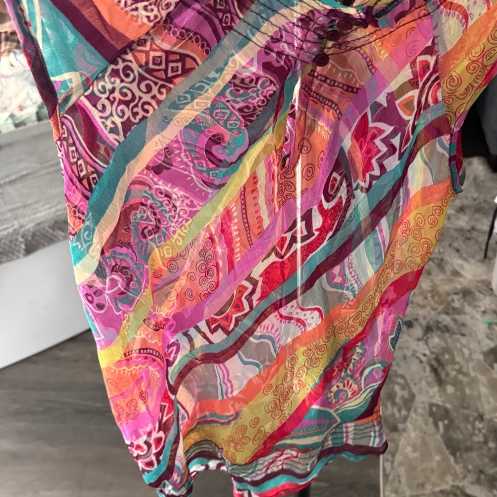Vibrant Multicolor Women's Chiffon Sleeveless Top Size S